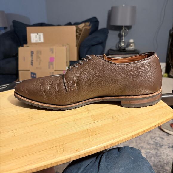 Allen Edmonds SAN MARCO Dark Brown Pebbled Leather Blucher Lugged Sole Mens 13